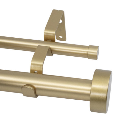Latitude Run® Meriville 1-Inch Diameter Double Window Treatment Curtain Rod, Vico End Cap Finial, Royal Gold with Gold Finial & Reviews | Wayfair