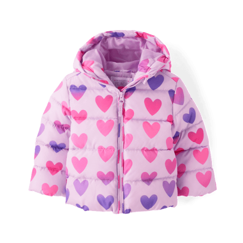 Toddler Girls Long Sleeve Print Puffer Jacket - PURPLE | The Children's Place