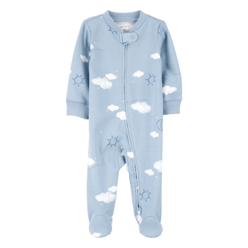 Baby Boy Cloud Print 2-Way Zip Cotton Sleep & Play Pajamas - Blue - Carter's | Carter's