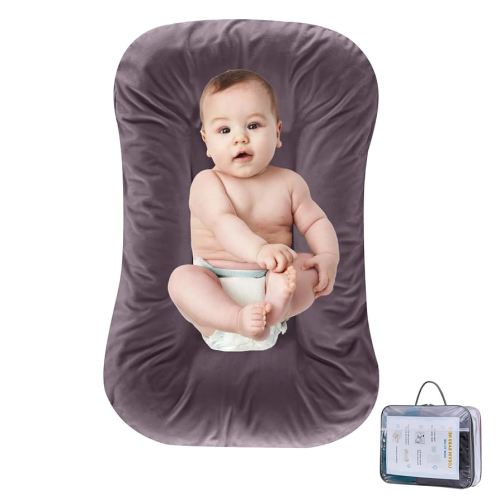 Baby Lounger for Newborn, Infant Lounger for Baby 0-12 Months Sleeping, Portable Breathable Baby Nest Pillows for Home and Travel in Bed - Dark Gray