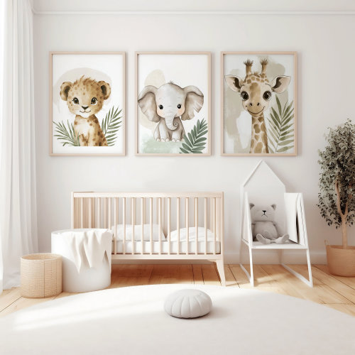 3 Safari Animal Prints Set, Jungle Animal Prints, Safari Nursery Decor, safari baby nursery, Animal Nursery Wall Art, jungle decor nursery