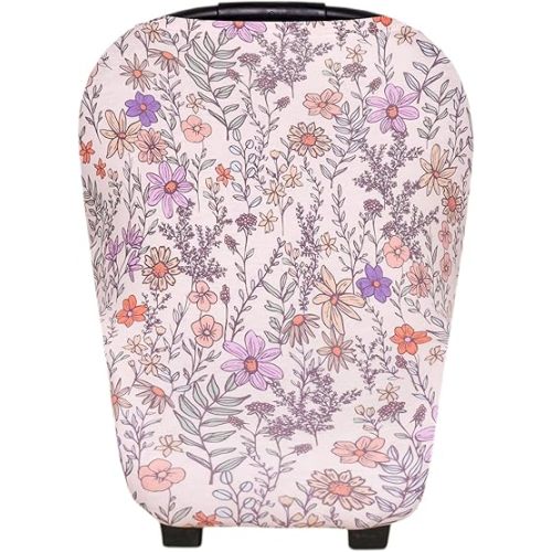 Baby Car Seat Cover Canopy and Nursing Cover Multi-Use Stretchy 5 in 1 Gift "Flora" by Copper Pearl