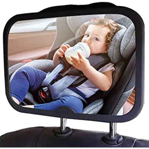 Funbliss Baby Mirror for Car, Safety Car Seat Mirror for Baby Rear Facing with Anti-vibration, Shatterproof, Crash Tested and Certified,Black