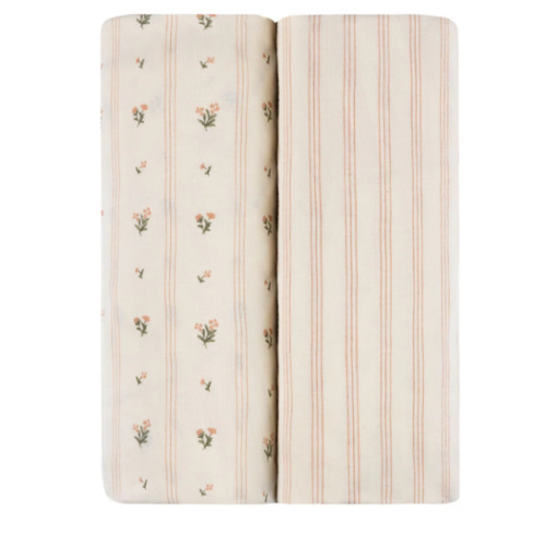 Linear Floral Crib Sheet Set Crib Sheet Set – Ely's & Co.