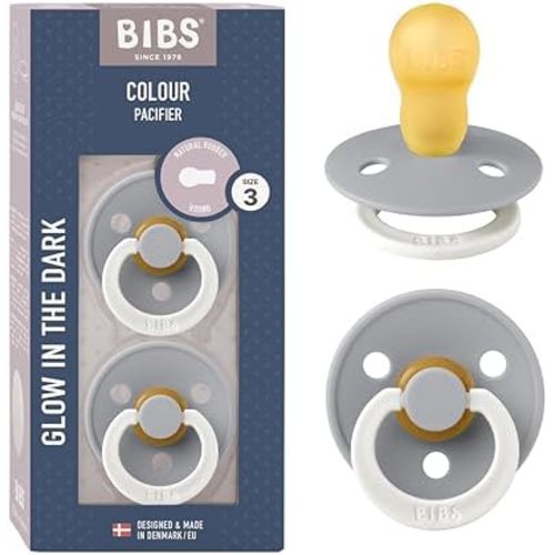 Bibs Pacifiers Color Collection, Set of 2 BPA-Free Latex Pacifiers Made in Europe, Round Nipple Baby Pacifier.