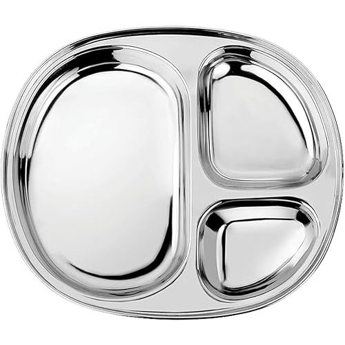 Ahimsa Stainless Steel Kids Plates - Divided Toddler Plates, Pediatrician Designed, Non Toxic Toddler Plate, BPA Free & Dishwasher Safe (Single)