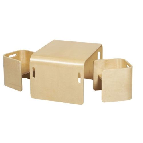 Ecr4kids Bentwood Multipurpose Table And Chair Set, Natural, 3-piece