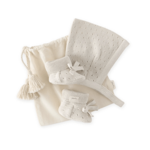 Pointelle Knit Gift Set | Color: Natural | Size: 0-3 Months