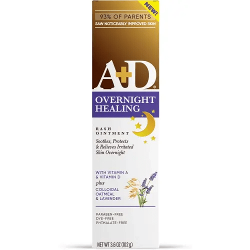 A+D Overnight Healing Diaper Rash Ointment - Soothes, Protects & Relieves Diaper Rash Overnight with Lavender & Colloidal Oatmeal - Healing Ointment for Red, Itchy, Irritated Skin - 3.6oz