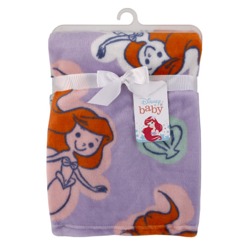 Disney Ariel Orange, Lavender, Aqua and White Baby Blanket