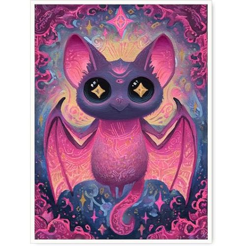 Whimsical Halloween Wall Art – Mystical Fantasy Poster with Cute Dark Aesthetic for Girls Room or Witchy Nursery Decor in Magical Moody Style 12x16in Unframed