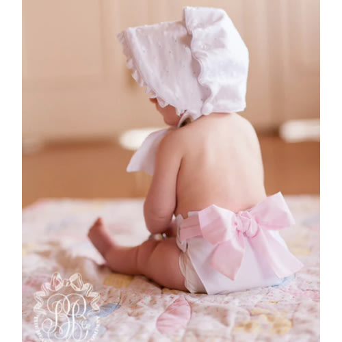Baby Bow Bottom Bloomer - Worth Avenue White with Palm Beach Pink