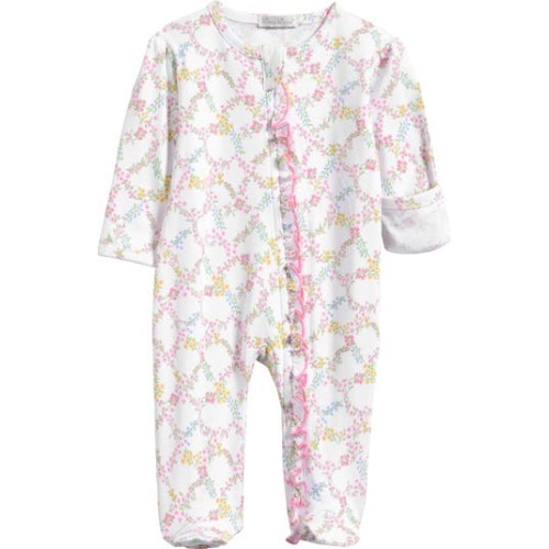Floral Print Pima Cotton Zip Footie, 0-3M