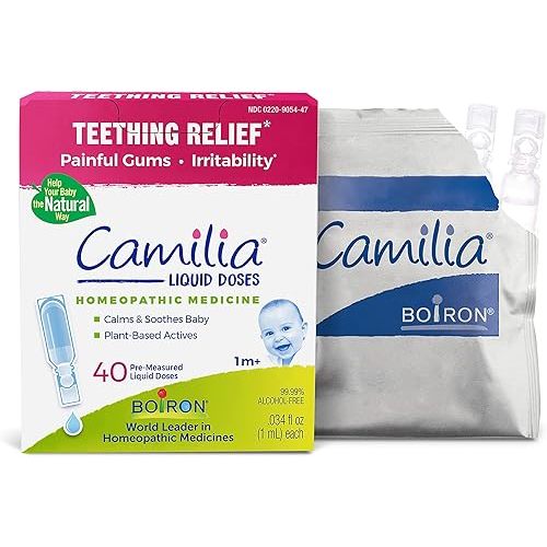 Boiron Camilia Drops - Relief of Painful or Swollen Gums and Irritability in Babies - for Daytime and Nighttime - Single Dose Liquid Droppers for Baby