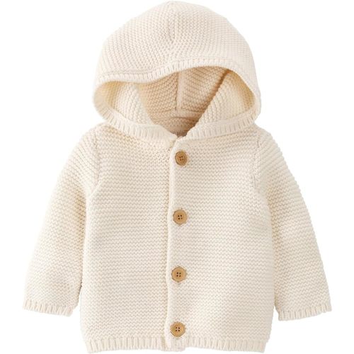 Little Planet by Carter's Baby Organic Signature Stitch Cardigan - 3 Months - Sweet Cream