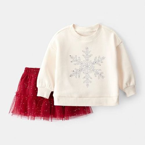 Baby Girl Carter's 2 Piece Snowflake Print Long-Sleeve Top & Skirt Set