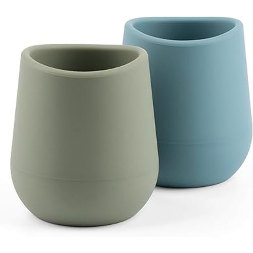 Silicone Baby Cups for 6-12 Months Infants, Silicone Tiny Cups Open Training Cup for Baby Led Weaning, 2 Pack (Color 2)
