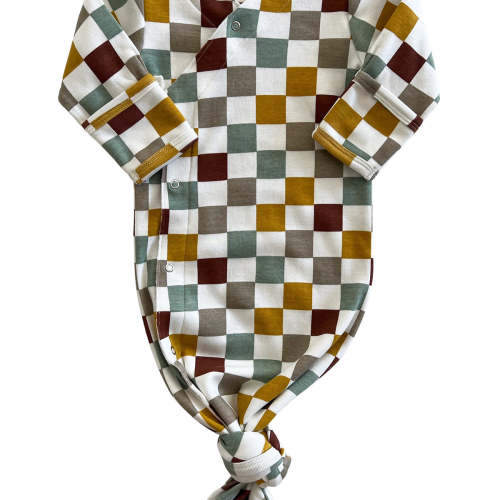 Cannoli Checkerboard / Organic Kimono Knot Gown