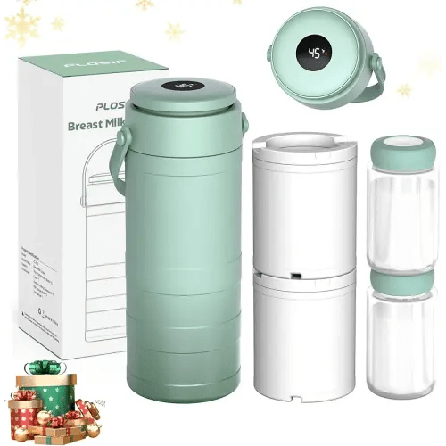 Portable Breast Milk Cooler for Outdoors, 360° All-Round Cooling Keeps Milk Fresh for 24 Hours, 22oz Large Capacity Breastmilk Chiller with 2pcs BPA-Free Bottle for Breastmilk Storage