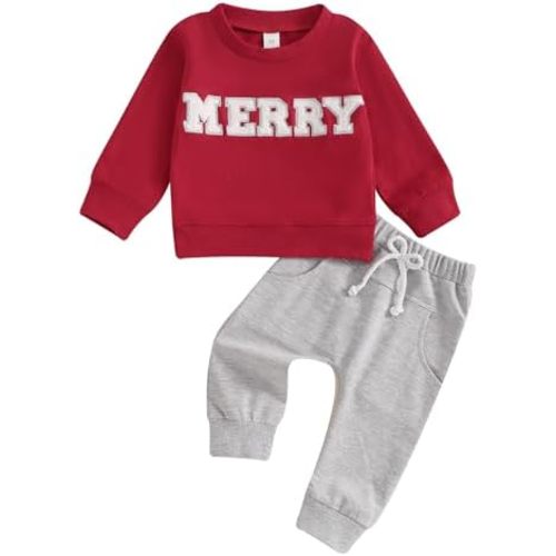 Christmas Toddler Baby Boy Outfit Gingerbread Sweatshirt Pants Cute My First Christmas Baby Boy Outifts