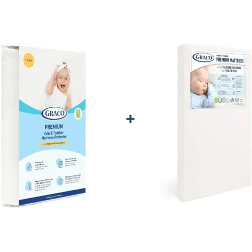 Graco Premium Crib Mattress & Protector Value Bundle (2-Pack) – Includes GREENGUARD Gold Certified Crib & Toddler Mattress, GREENGUARD Gold Certified Waterproof Mattress Protector, Fits Standard Crib
