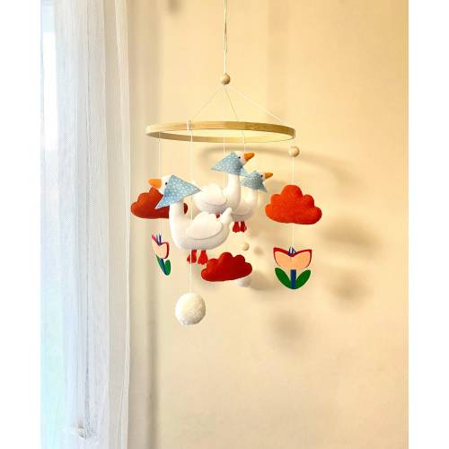 Baby Mobile Geese - Terracotta Nursery Decor - Farm Mobile - Nursery Boho Decor - Felt Goose - Goose Baby Shower - Baby Crib Mobile