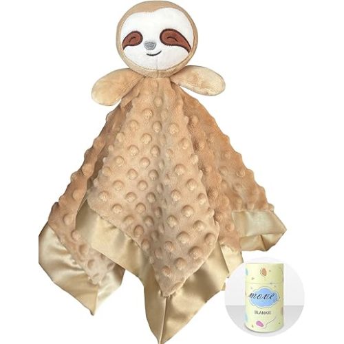 Loveys for Babies, Soft Baby Security Blanket Lovies for Babies, Stuffed Animals Blankie for Newborn Infant with Baby Snuggle Toy, Boys Gilrs Gifts Sloth Security Blanket 16 Inch