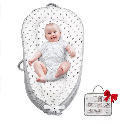 Baby Lounger,Portable Cosleeper, Polyester Cotton Infant Nest Cover, Comfortable Newborn Lounger, Ultra Baby Shower, Travel Baby Bed