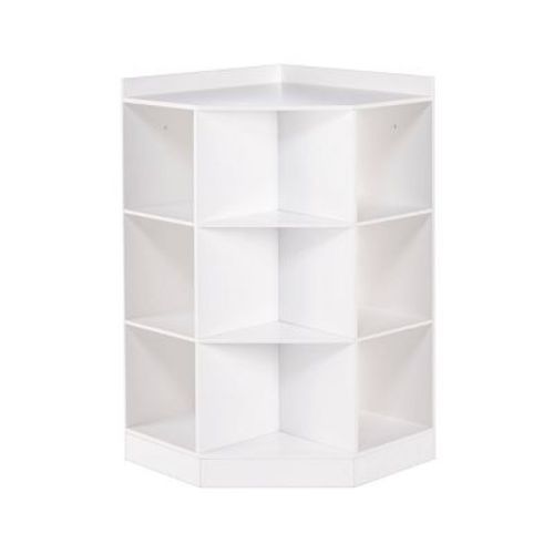 RiverRidge Kids' Corner Playroom Cabinet with 6 Toy Storage Cubbies and 3 Angled Shelves White: Kids Bookshelf, Cubby Shelf