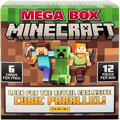 Panini Minecraft Mega Box – Official Trading Cards, 72 Cards per Box, Exclusive Foil Parallels, Rare Inserts, Great Gift for Kids & Gamers