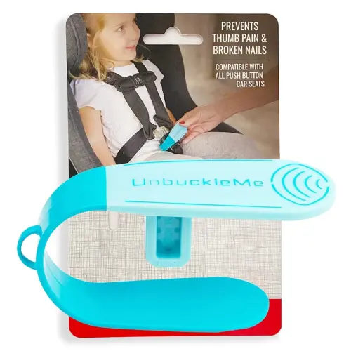 UnbuckleMe Car Seat Buckle Release Tool - Easy Opener Aid for Arthritis, Long Nails, Older Kids - Button pusher for infant, toddler, convertible 5 pt harness car seats - As Seen on Shark Tank (Aqua)