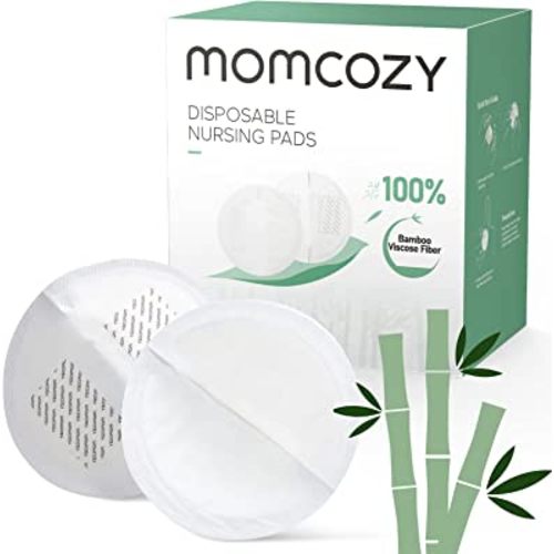 Momcozy Bamboo Fiber Disposable Nursing Pads, 100% Natural Materials and 100% Biodegradable, Skin Contacts Only Most Natural Materials, for Sensitive Skin, Individually Packaged(120 Count)
