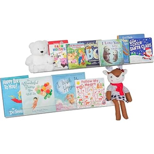 Rebecca Luxurious Acrylic Floating Shelves for Wall - 2 Pack of 36" x 2" x 4" - 5mm Thick Clear Book Shelf for Bathroom, Bedroom, Nursery, Kids Room with Easy Installation Hardware – Cute Bookshelf