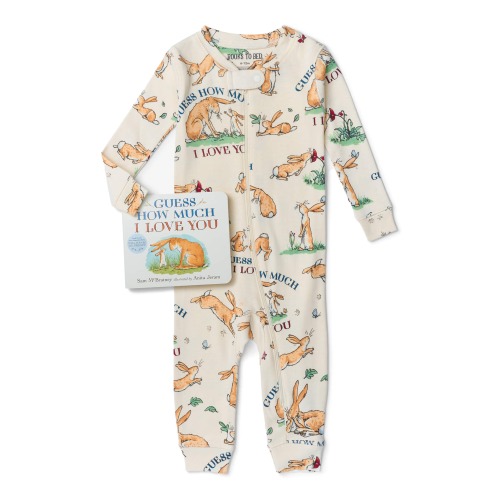 Baby Kids' 'Guess How Much I Love You' Fitted Two-Piece Cotton Pajamas & Book Set, 6-12M