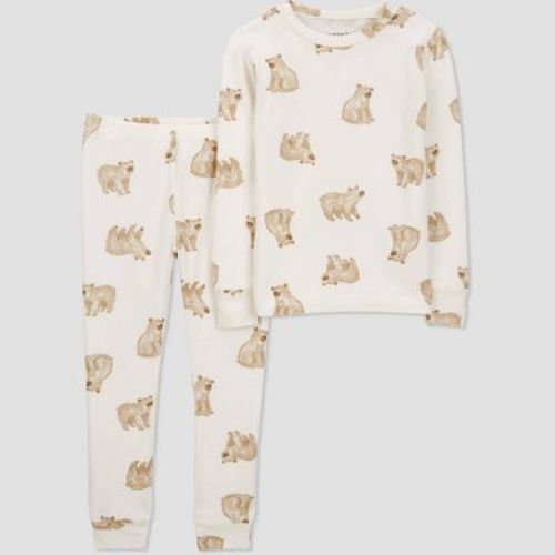 Carter's Just One You®️ Toddler Boys' 2pc Comfy Soft Snug Fit Bears Pajama Set - Brown/cream 18m