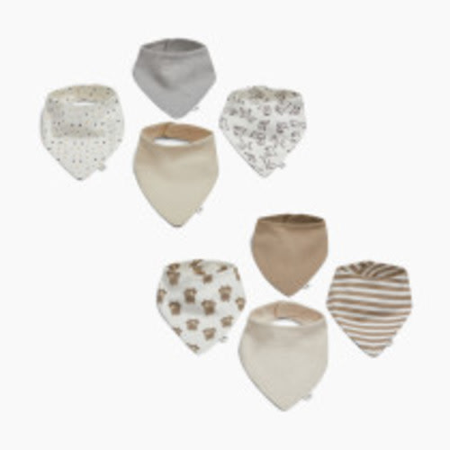 Small Story Bandana Bib (8 Pack) - Beige/White Multi