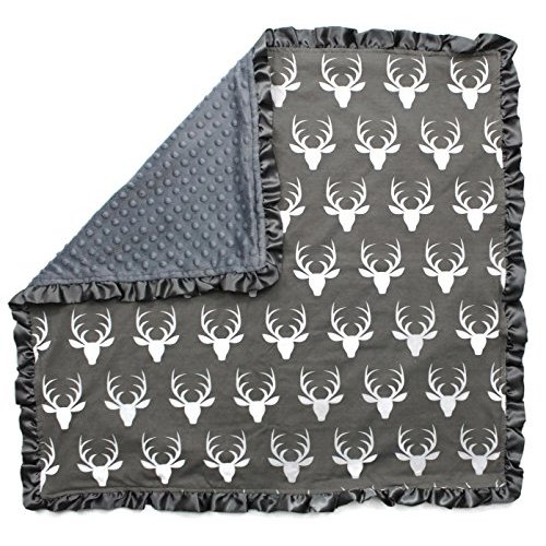 Dear Baby Gear Baby Blankets for Boys & Girls - Neutral Baby Blankets - Baby Girl Blanket & Baby Boy Blankets - Crib & Nursery Quilt - Baby Blankets Unisex - Antlers Grey with Ruffles
