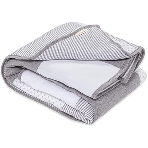 Burt's Bees Baby Reversible Blanket, Nursery, Stroller & Tummy-Time Organic Jersey Cotton Quilted Infant & Toddler Bedding