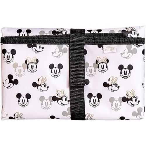 Disney Baby by J.L. Childress Full Body Portable Changing Pad - Disney Travel Essential - Padded, Waterproof, Foldable Diaper Changing Pad - Extra-Large 19" x 30" - Mickey Minnie Ivory