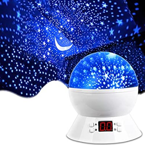 MOKOQI Star Projector Night Lights for Kids With Timer, Gifts for 1-14 Year Old Girl and Boy, Room Lights for Kids Glow in The Dark Stars and Moon can Make Child Sleep Peacefully and Best Gift-White