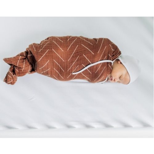 Muslin Swaddle, Rust Mudcloth
