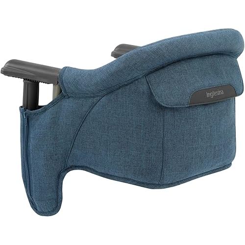 Inglesina Fast Table Chair, Slate Blue Melange - Portable High Chair for Baby & Toddlers 6-36 Months - Fits Tables 0.8'' - 3.5'' - Collapsible and Compact Design Space Saving - Travel Bag Included