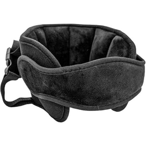 Car Seat Head Support, Soft Comfortable Adjustable Seat Neck Relief Support Band for Sleeping Kids, Automotive Headrest Holder Strap for Toddler Children Infant, Universal Fit (Black)