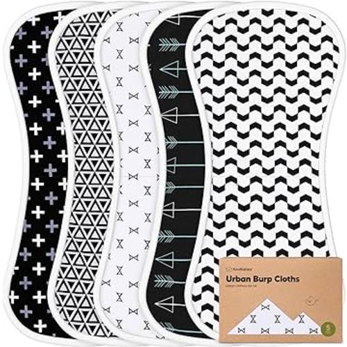 5-Pack Organic Burp Cloths for Baby Boys and Girls - Ultra Absorbent Burping Cloth, Burp Clothes, Newborn Towel - Milk Spit Up Rags - Burpy Cloth Bib for Unisex, Boy, Girl - Burp Cloths (MONOS)