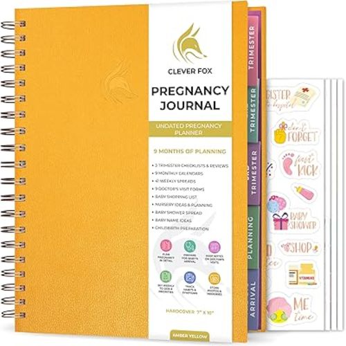 Clever Fox Pregnancy Journal & Memory Book - Pregnancy Planner & Notebook for Expecting Moms – Baby Keepsake, First Time Moms Gift (Amber Yellow)