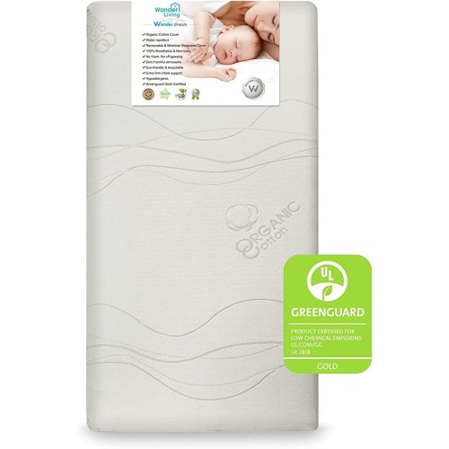 Wonder Dream Baby Crib Mattress and Toddler Mattress, Organic Cotton Cover, 100% Breathable, Non Toxic, No VOC's, Greenguard Gold Certified, Made in USA