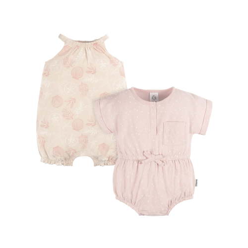 Gerber Baby Girl Rompers, 2-Pack, Sizes 0/3 Months - 24 Months