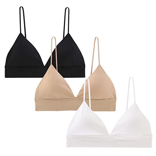 INIBUD Bralette for Women Triangle Cups Removable Padded Wire Free Pull On Closure