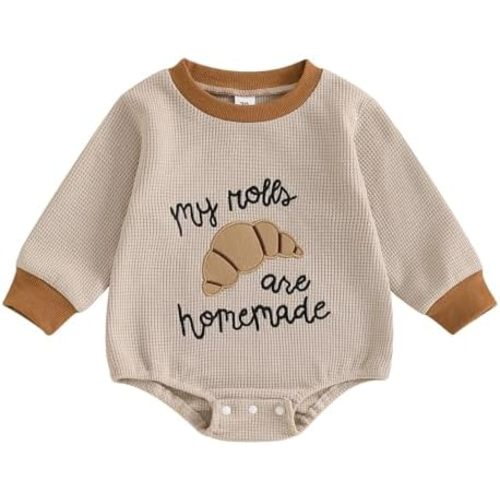 Honganda Baby Boy Girl Thanksgiving Outfit My Rolls are Handmade Turkey Romper Sweatshirt Onesie Fall One Piece Clothes