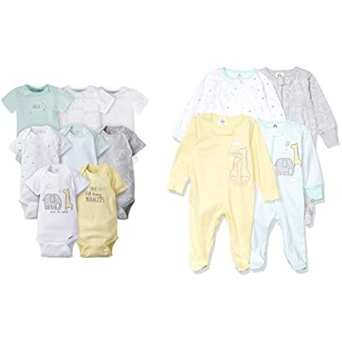 Gerber 8-pack Short Sleeve Onesies and 4-Pack Sleep 'N Play Clothing Bundle